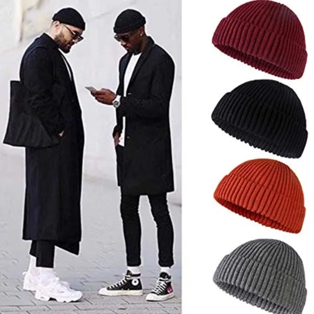Orange Wool Watch Fisherman Beanie Cap